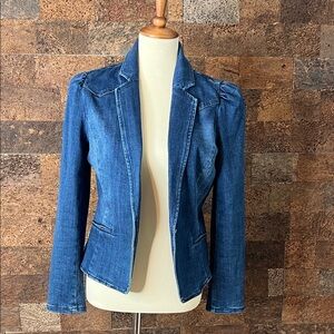 INC Women's Blue Denim Puff Sleeve Jacket Size M